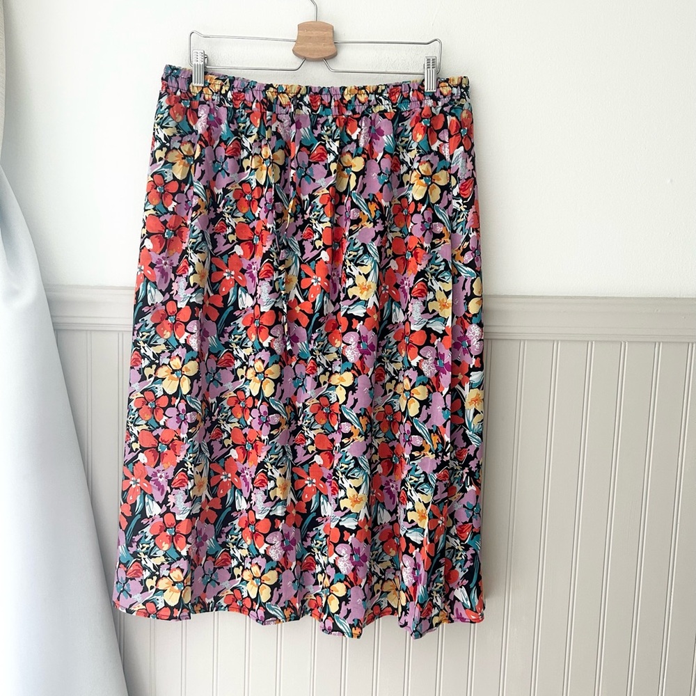⭐️ NEW Witsmile Vibrant 2XL Floral Print Midi Skirt NWT